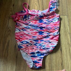 Dynamic Pink and Blue One Piece Swimsuit with Tank-Style Cut​